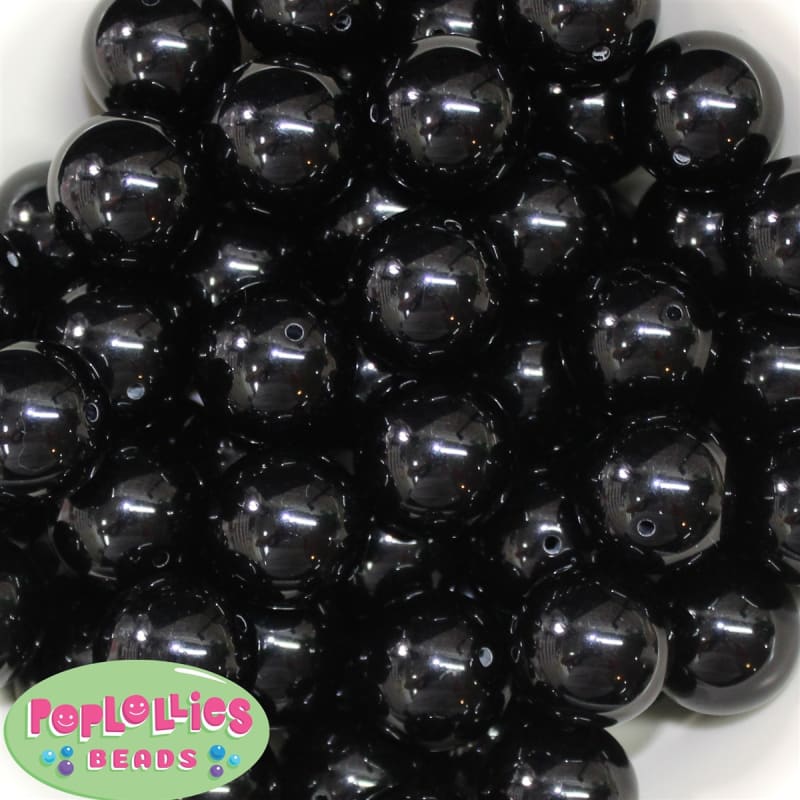 22mm Black Solid Bubblegum Beads