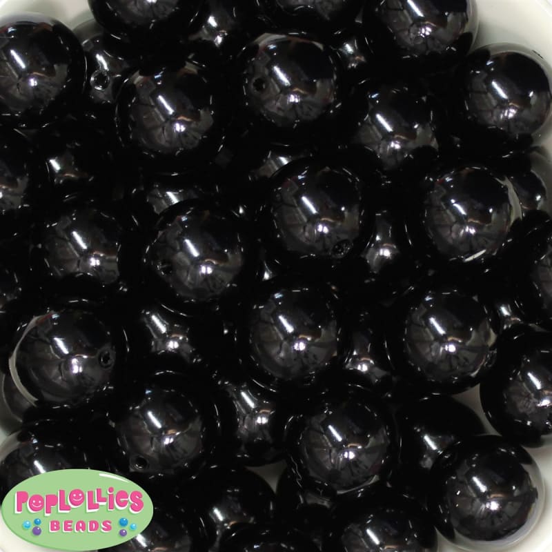 24mm Black Faux Pearl Bubblegum Beads Bulk