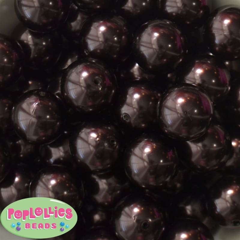 24mm Cocoa Brown Faux Pearl Bubblegum Beads
