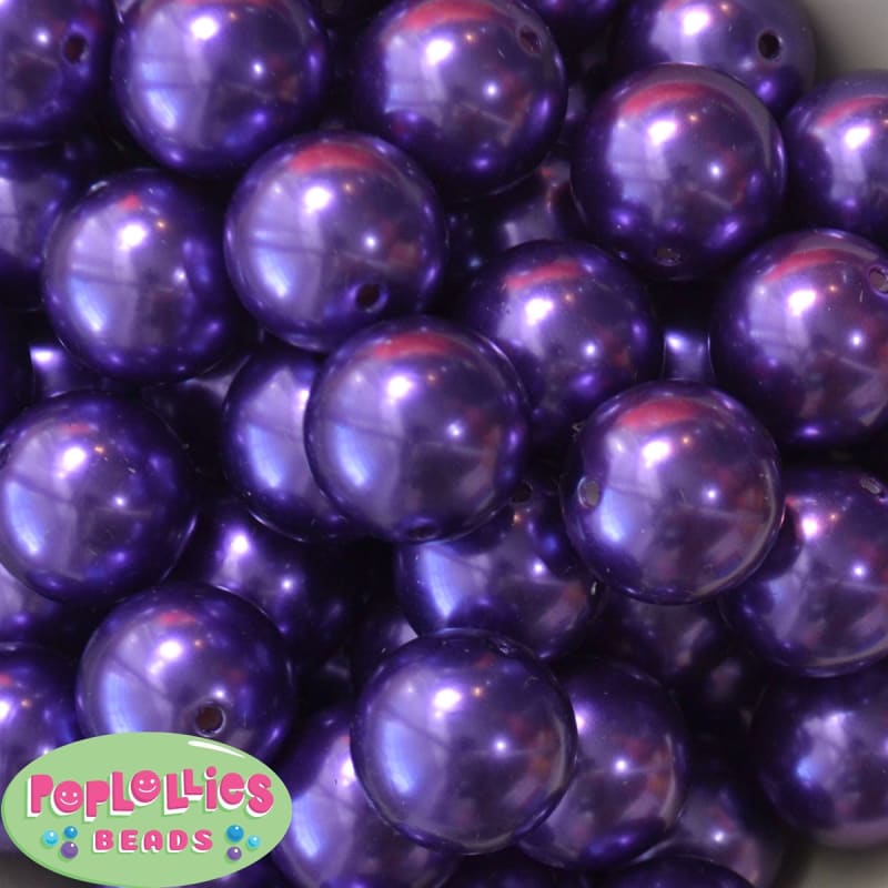 24mm Purple Faux Pearl Bubblegum Beads Bulk