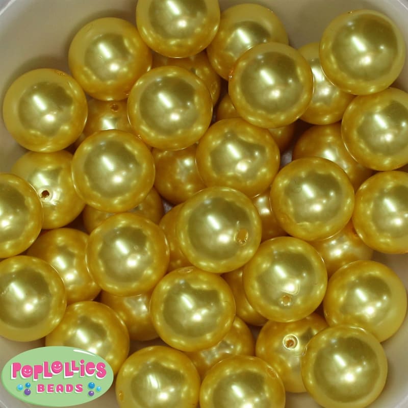 24mm Yellow Faux Pearl Bubblegum Beads Bulk