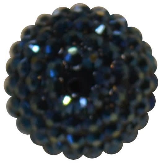 24mm Navy Blue Metallic Resin Rhinestone Bubblegum Beads