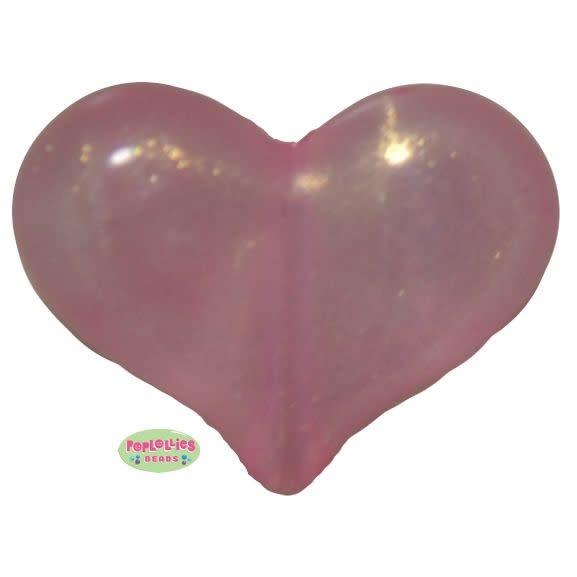 28mm Pink Frost Heart Bead