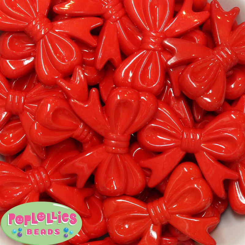 45mm Red Bow Bubblegum Beads Bulk