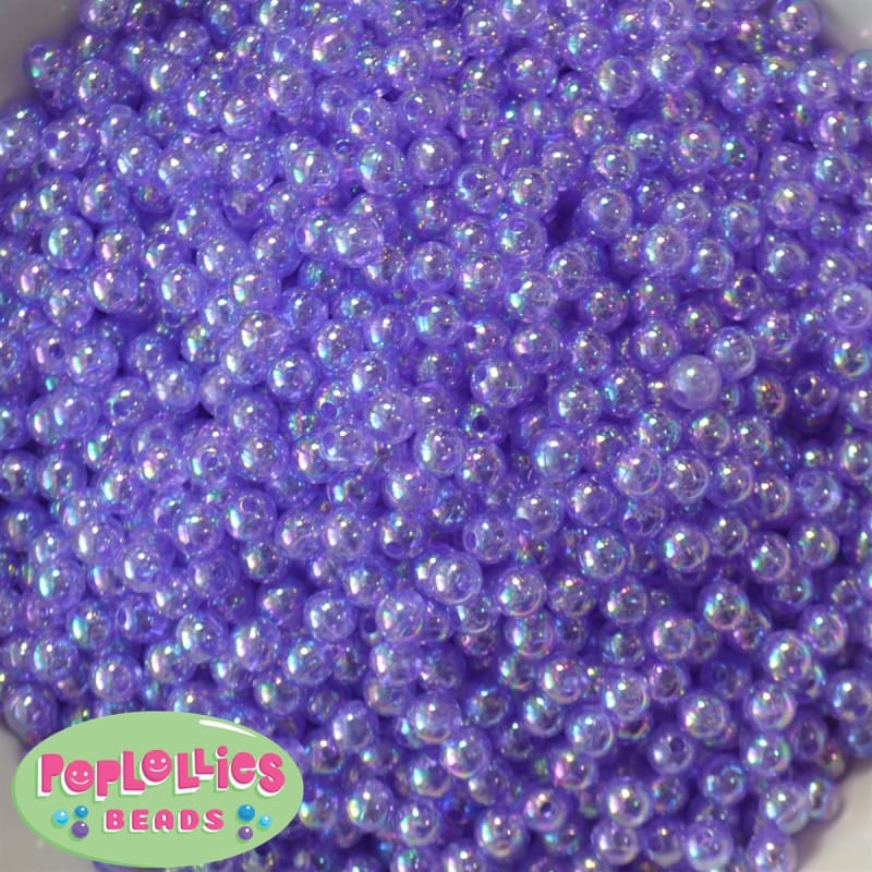 6mm  Lavender AB shiny coated Clear Spacer Beads 200