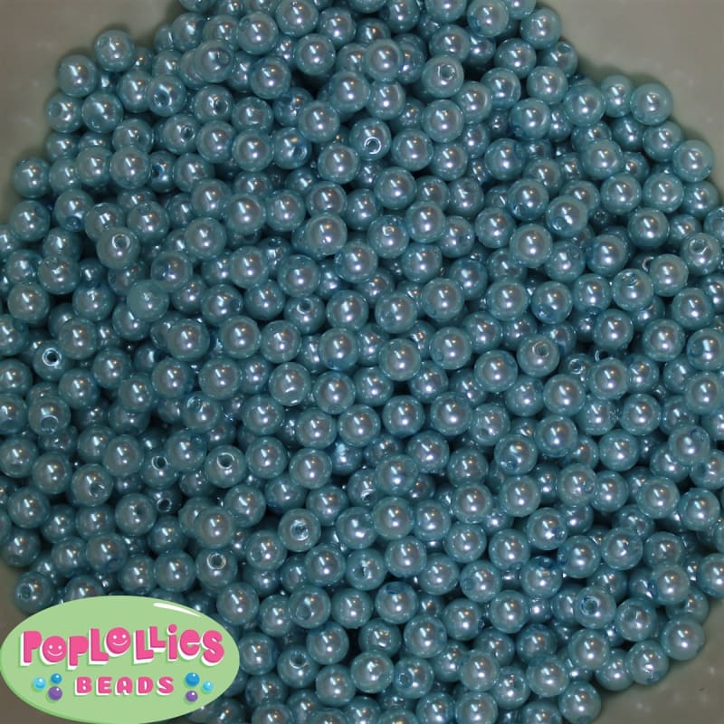 6mm Light Blue Pearl Spacer Beads