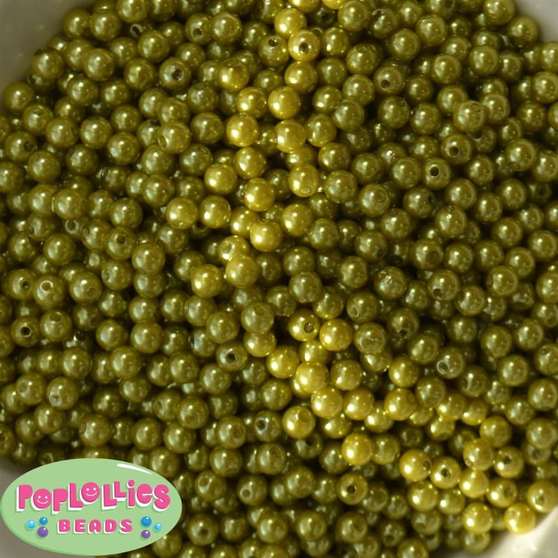 6mm Olive Green Pearl Spacer Beads
