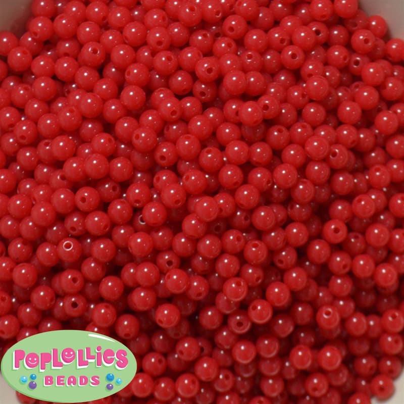 6mm Red Solid Spacer Beads