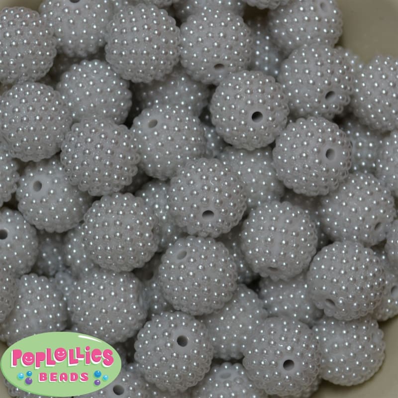 20mm White Berry Acrylic Bubblegum Beads