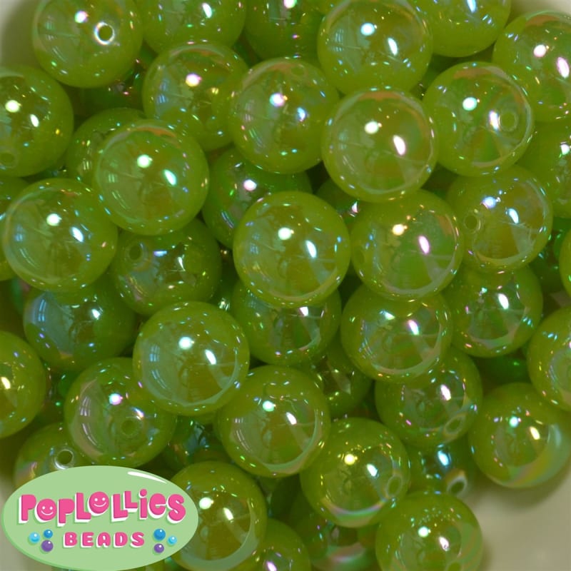 20mm Lime Green Shiny AB Bubble Style Acrylic Gumball Bead