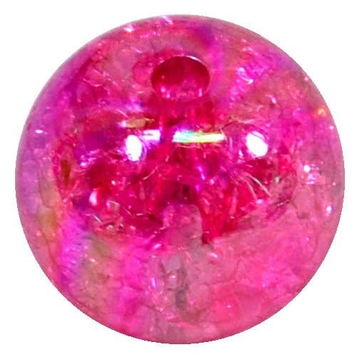 20mm Hot Pink Crackle Bubblegum Bead