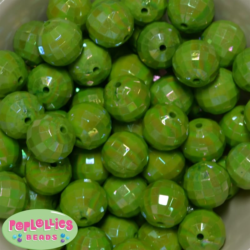 20mm Green Disco Ball Bubblegum Beads