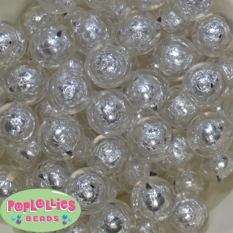 20mm White Foil Center Acrylic Bubblegum Bead