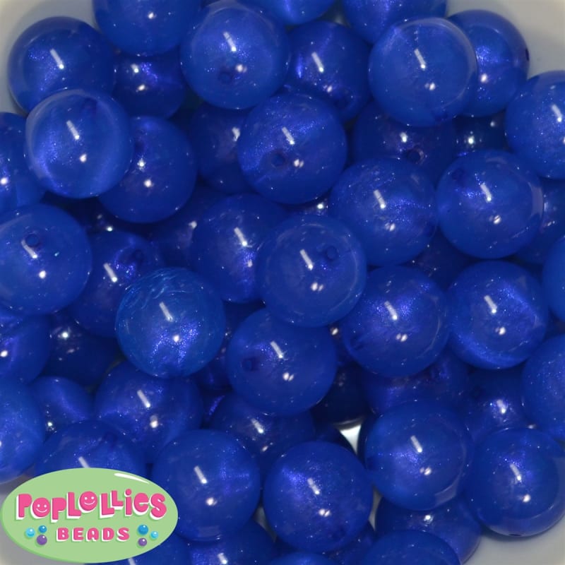 20mm Royal Blue Frost Acrylic Bubblegum Beads Bulk