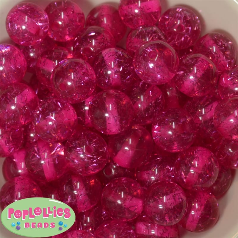 20mm Clear Hot Pink Glitter Acrylic Bubblegum Beads