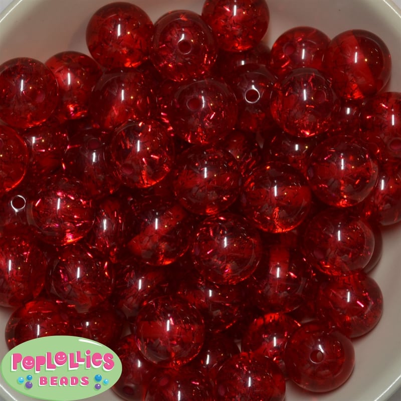 20mm Clear Red Glitter Acrylic Bubblegum Beads