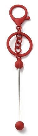 Matte Red Painted Beadable Keychain