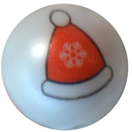 20mm Santa Hat Print Bubblegum Beads