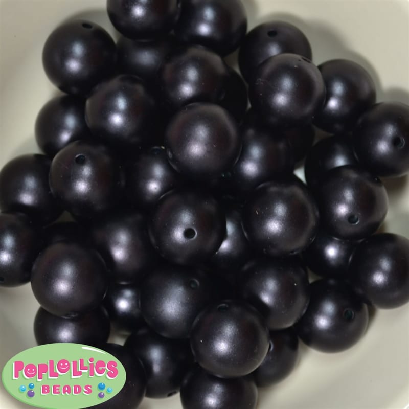 20mm Black Matte Acrylic Pearl Bubblegum Beads Bulk