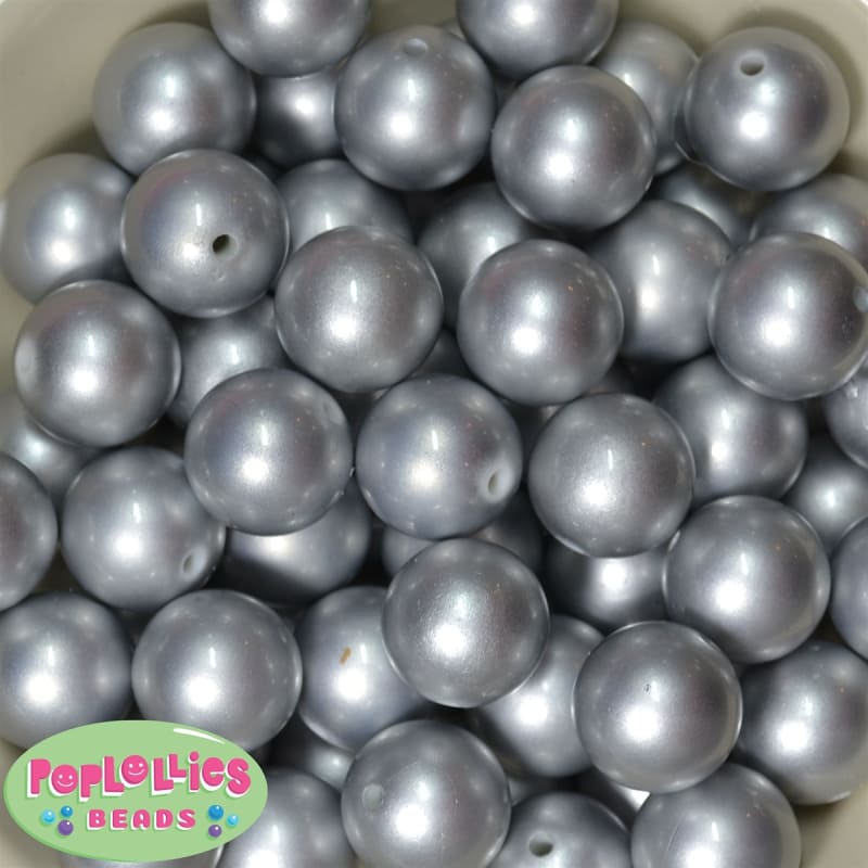 20mm Matte Silver Acrylic Bubblegum Beads