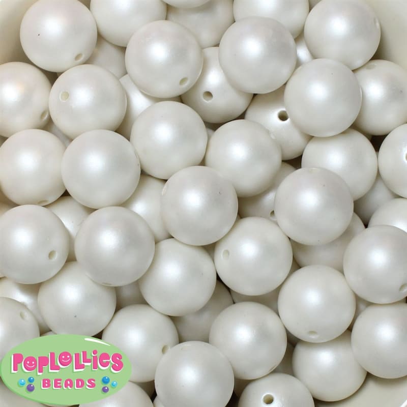 20mm Matte White Acrylic Bubblegum Beads Bulk