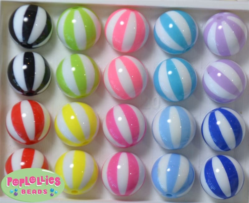 20mm Mixed Beach Ball Resin Bubblegum Beads