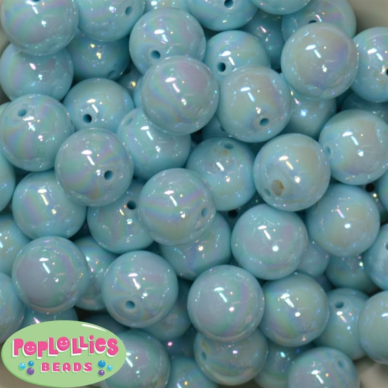 20mm Baby Blue Miracle AB Acrylic Bubblegum Beads Bulk