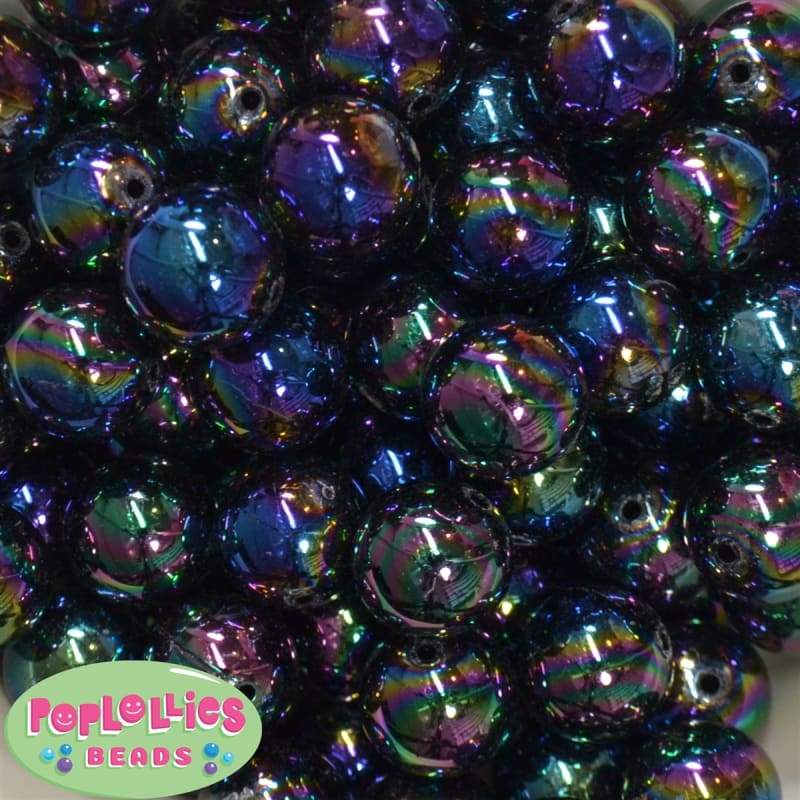 20mm Black Miracle AB Acrylic Bubblegum Beads