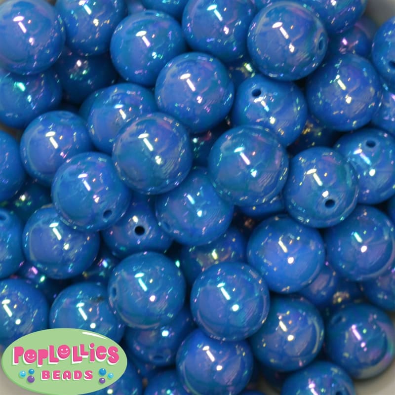 20mm Blue Miracle AB Acrylic Bubblegum Beads Bulk