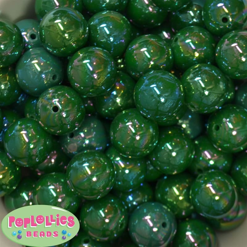 20mm Emerald Green Miracle AB Acrylic Bubblegum Beads