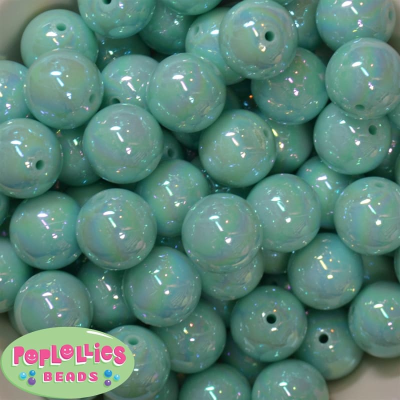 20mm Mint Green Miracle AB Acrylic Bubblegum Beads