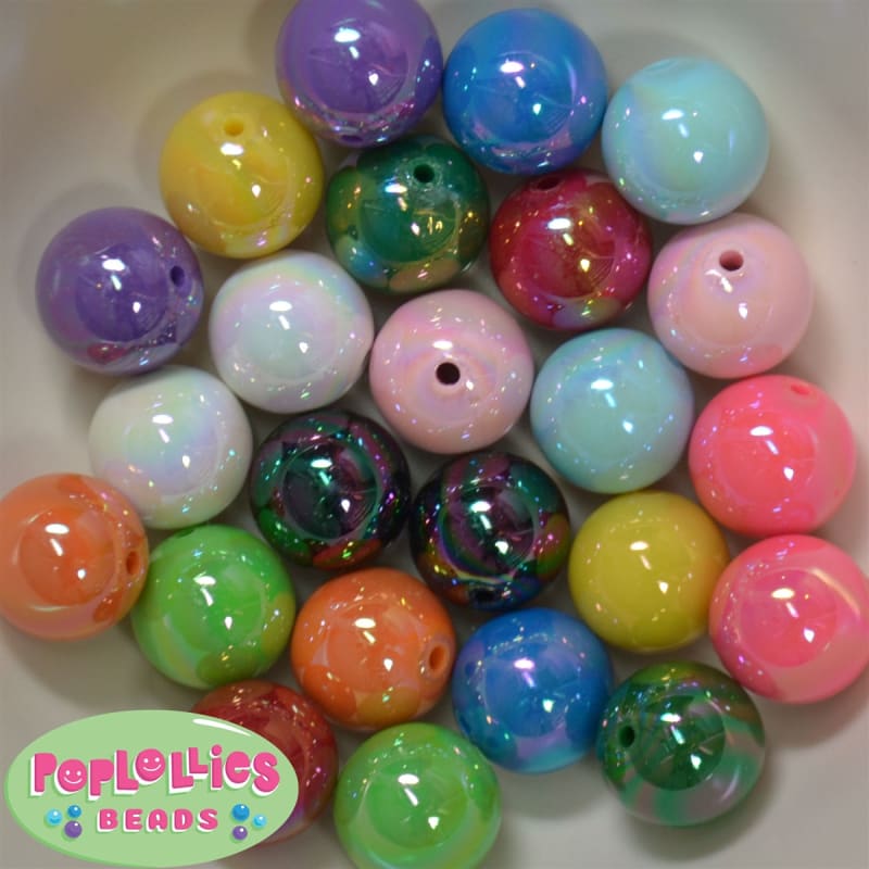20mm Mix of Miracle AB Acrylic Bubblegum Beads Bulk