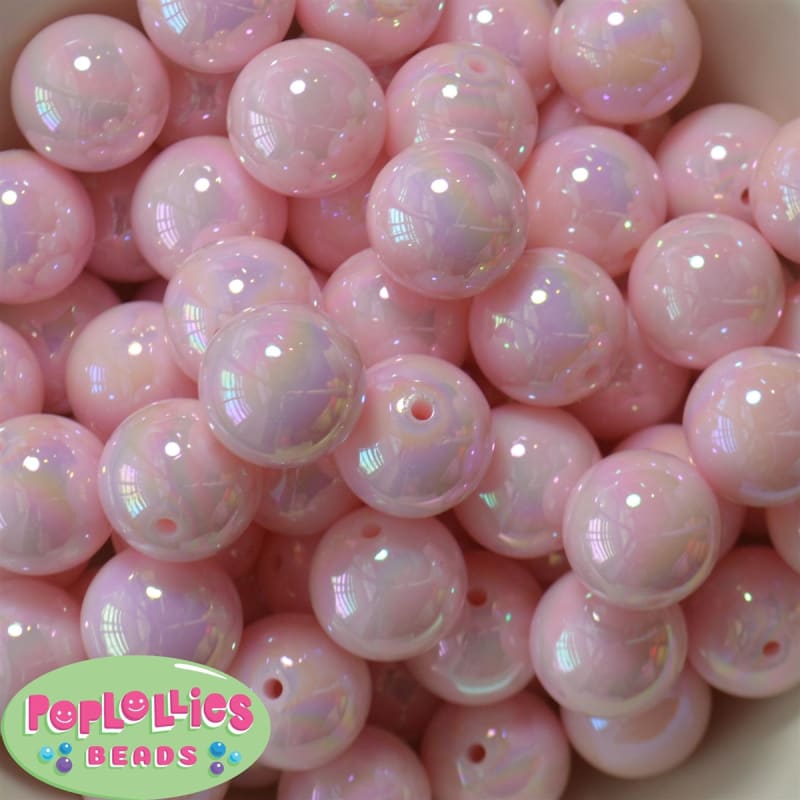 20mm Pale Pink Miracle AB Acrylic Bubblegum Beads Bulk