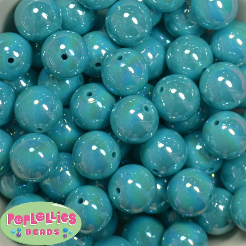 20mm Turquoise Miracle AB Acrylic Bubblegum Beads