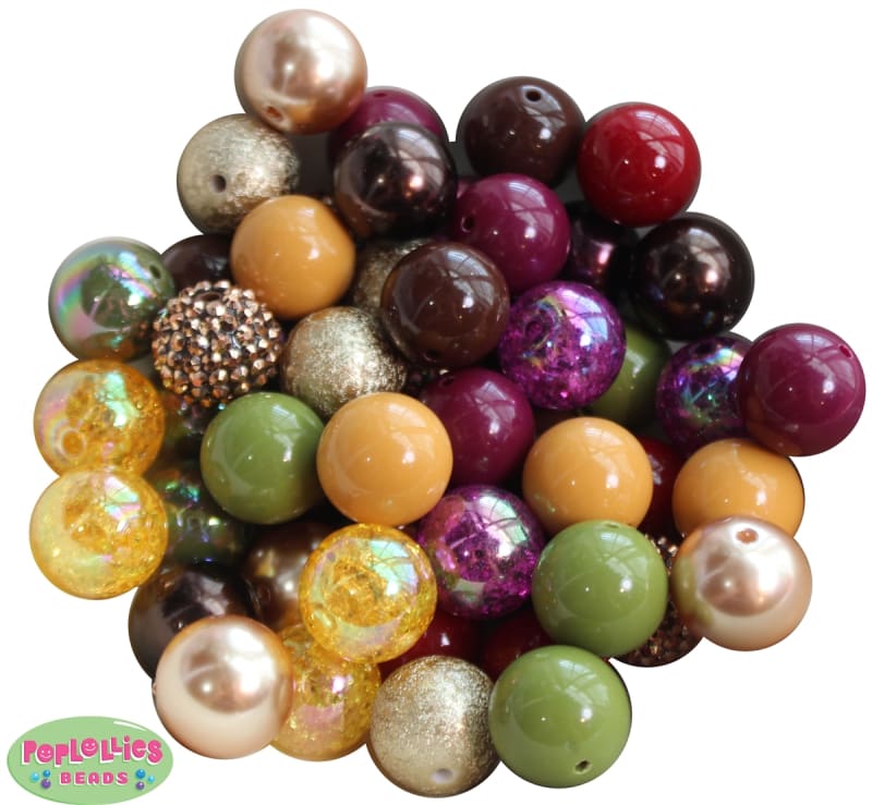 20mm Fall Mixed Bubblegum Beads 52pc