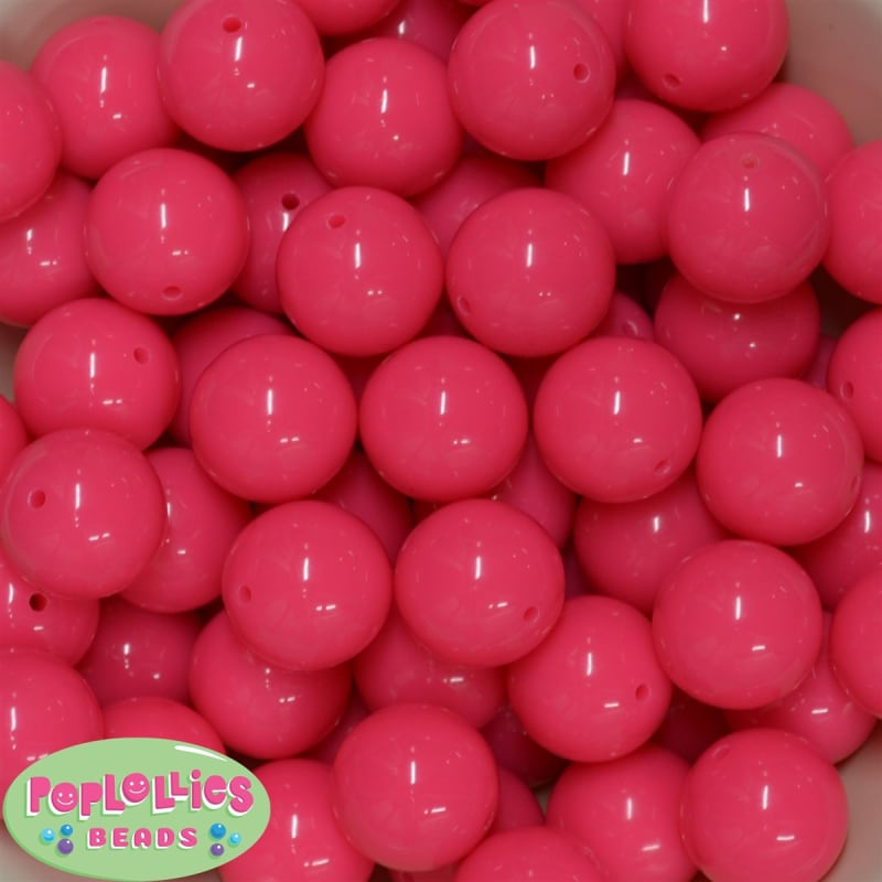 20mm Neon Pink Jelly Style Acrylic Bubblegum Beads