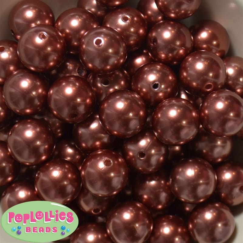 20mm Nutmeg Brown Faux Acrylic Pearl Bubblegum Beads