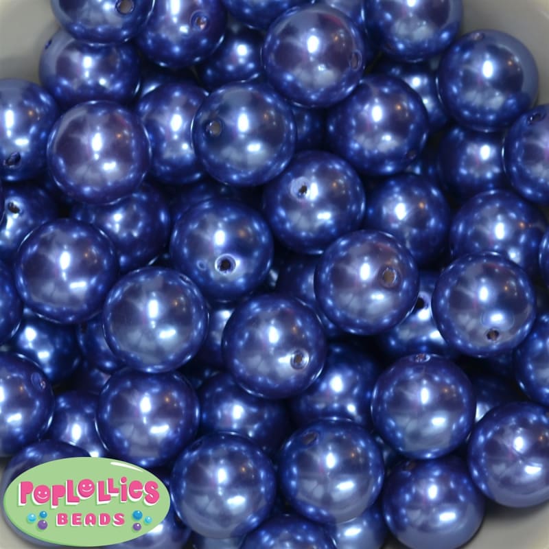 20mm Ocean Blue Faux Acrylic Pearl Bubblegum Beads