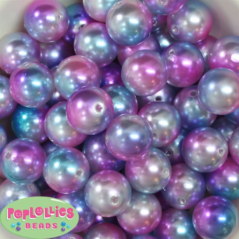 20mm Jewel Tone Ombre Faux Acrylic Pearl Bubblegum Beads