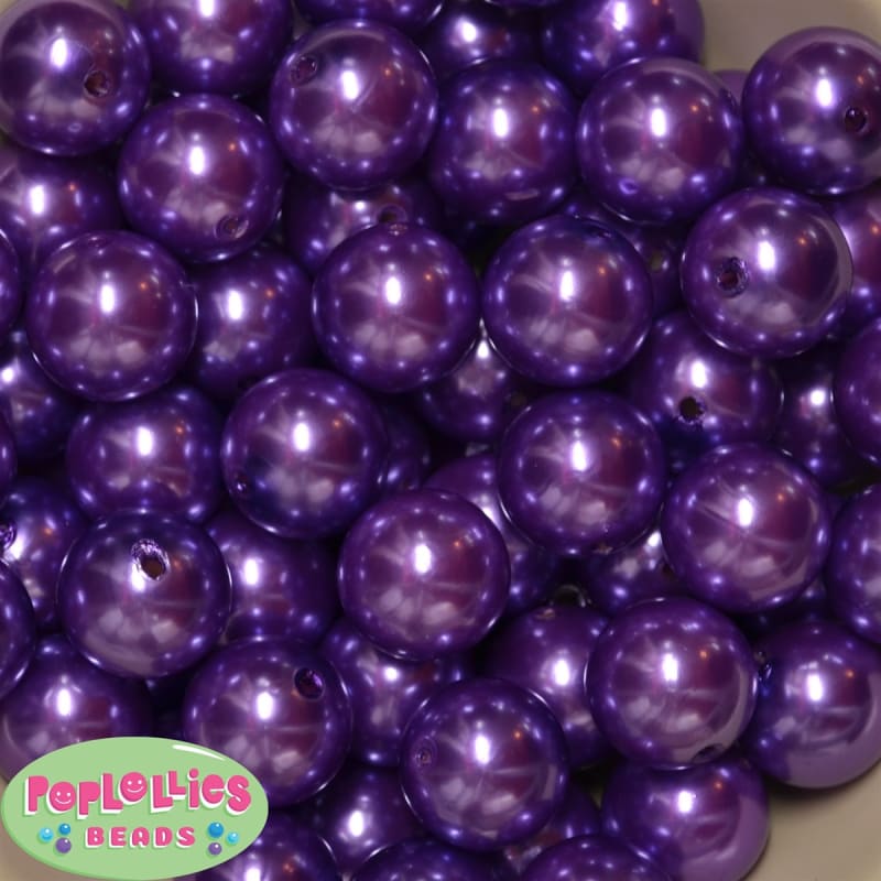 20mm Purple Faux Acrylic Pearl Bubblegum Beads Bulk