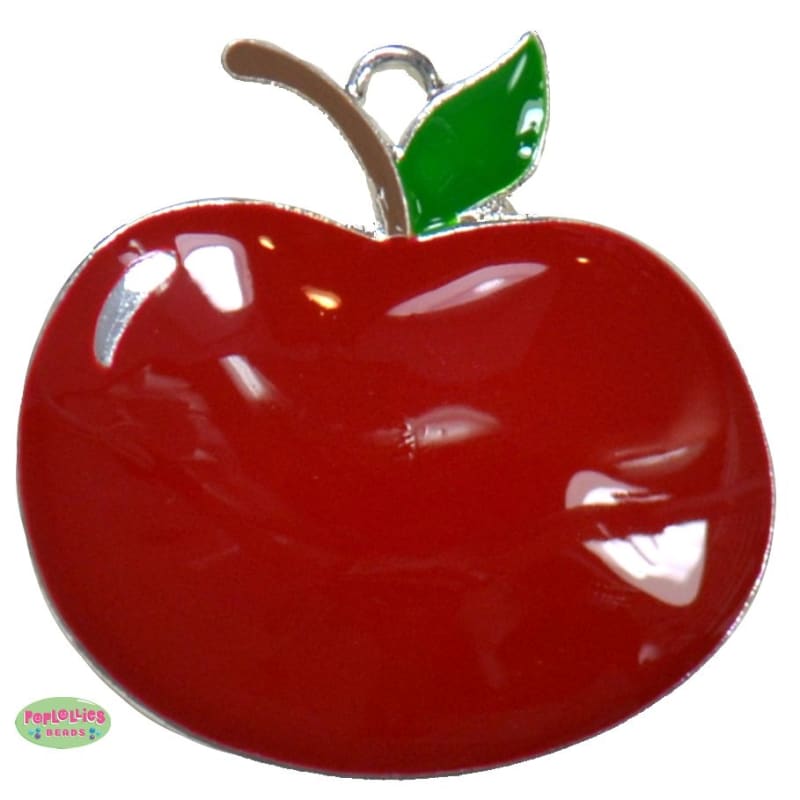 Red Apple Rhinestone Pendant 48mm x 33mm