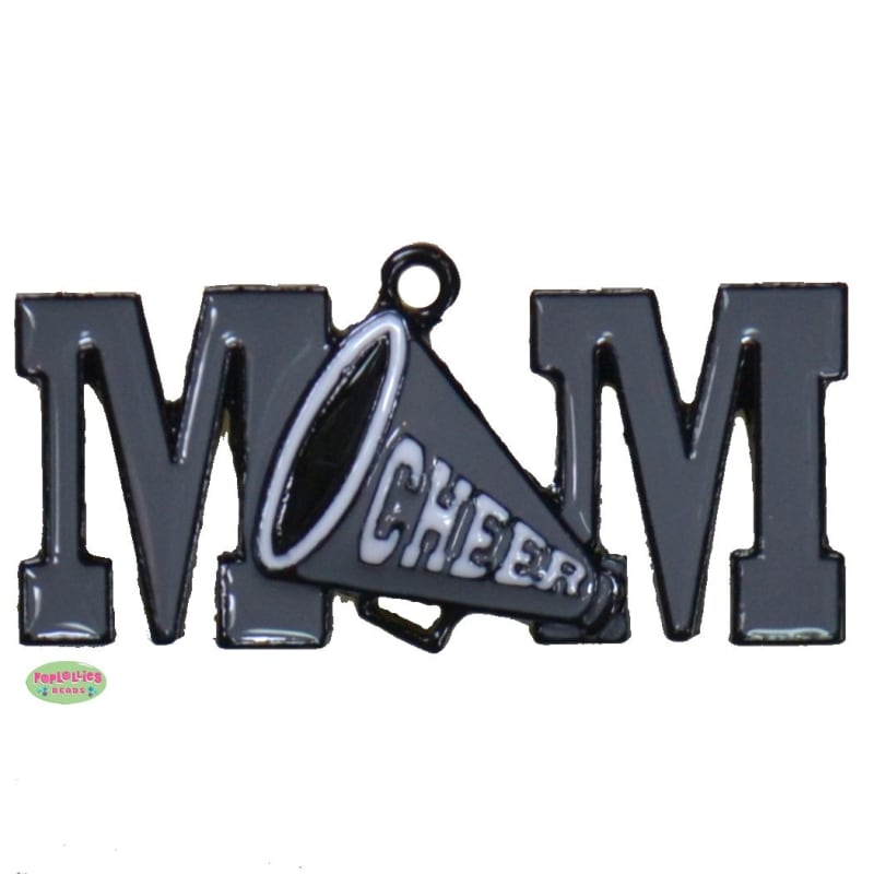 Cheer Mom Rhinestone and Enamel Pendant 49mm x 26mm