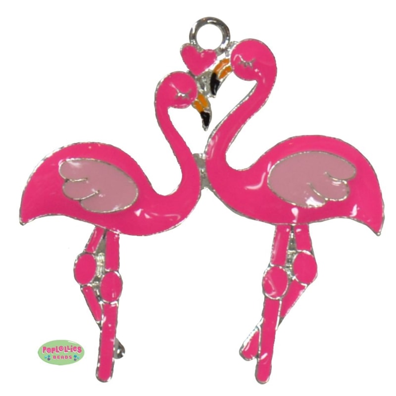 Flamingo Love Enamel Pendant