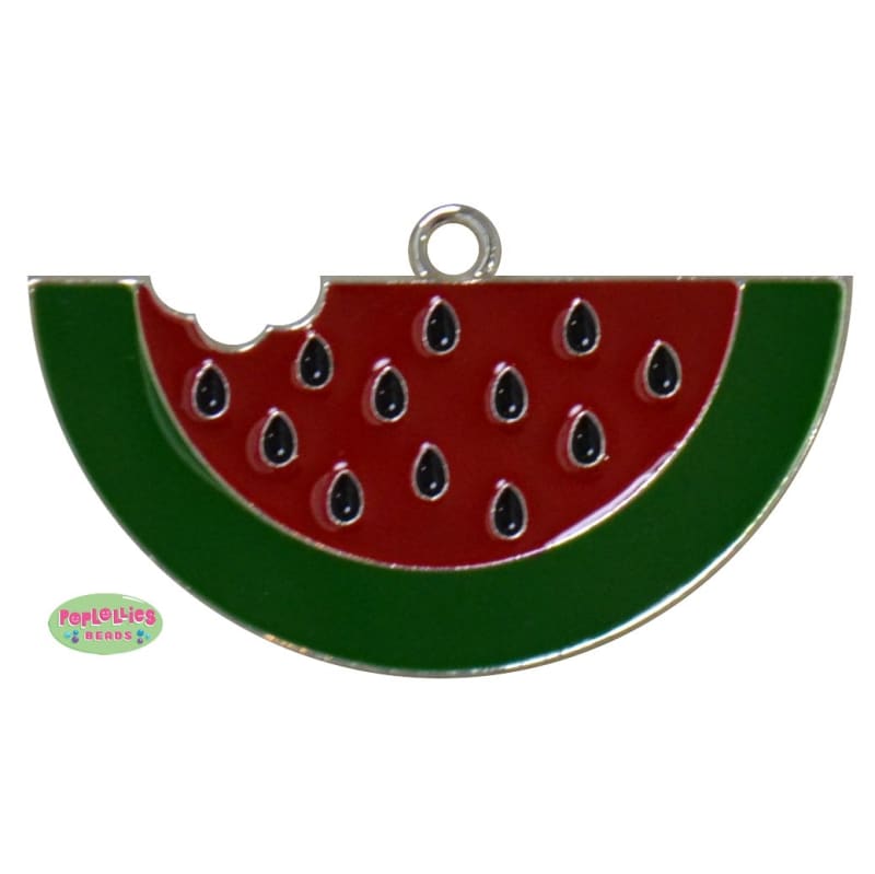 Sweet Summer Watermelon Enamel Pendant 45mm x 22mm