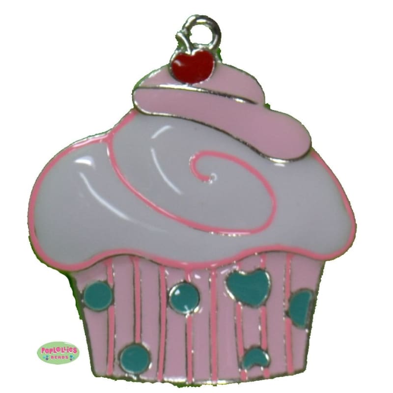 Enamel Decorated Cupcake Pendant