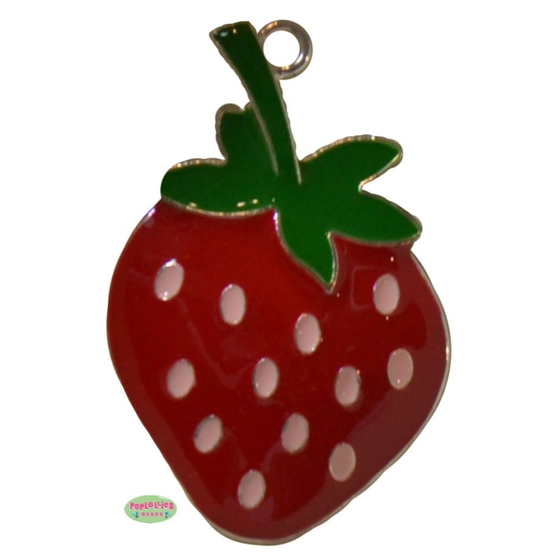 Strawberry Enamel Pendant 48mm x 33mm