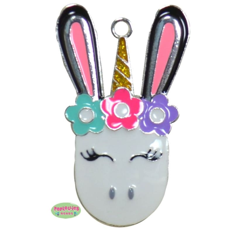 Easter Bunny Unicorn Enamel Pendant