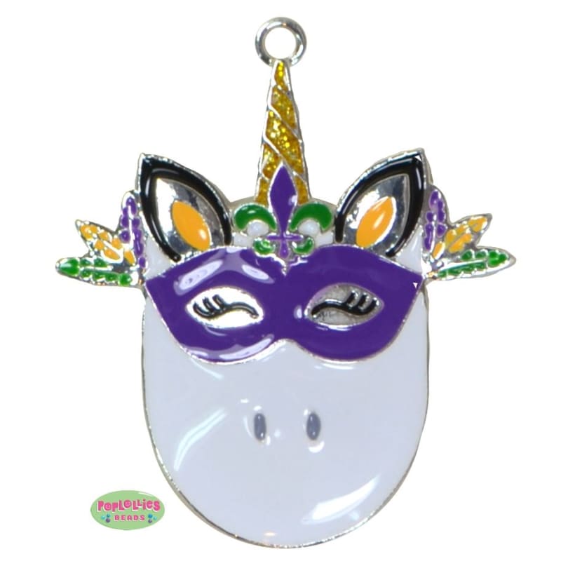 Mardi Gras Unicorn Enamel Pendant