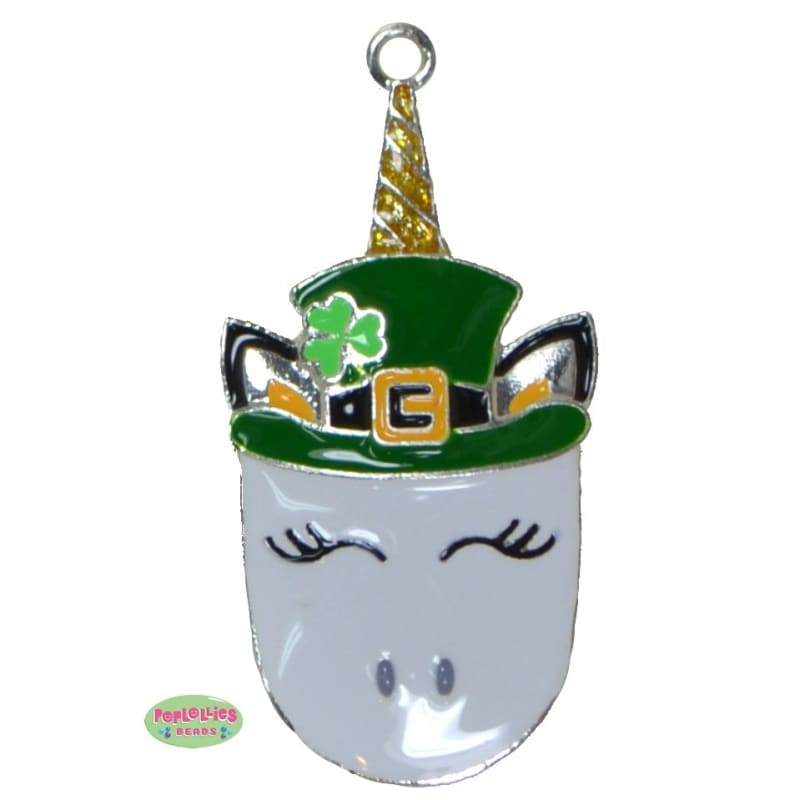 St. Patrick's Day Unicorn Enamel Pendant