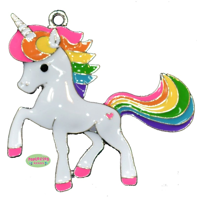 Enamel Rainbow Pony Pendant 46mm x 35mm